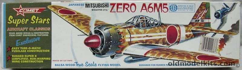Comet Mitsubishi Zero A6M5 - 'Super Stars' Series 21 inch Wingspan Flying Model Airplane, 1622 plastic model kit